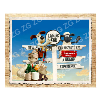 CPLAA 2663 Wallace & Gromit - Land's End Signpost - Wood Surround 004 - Wood Surround