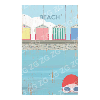 PMBB 2592 BEACH HUTS & SWIMMING 1 - Red Cap - Betty Boyns - Picture