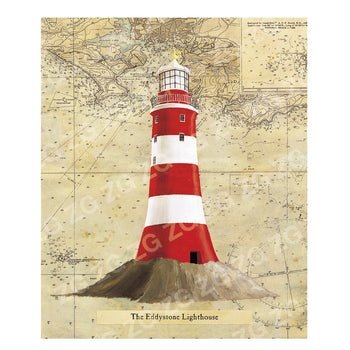 CPS 045 Eddystone lighthouse on rock / map - Picture